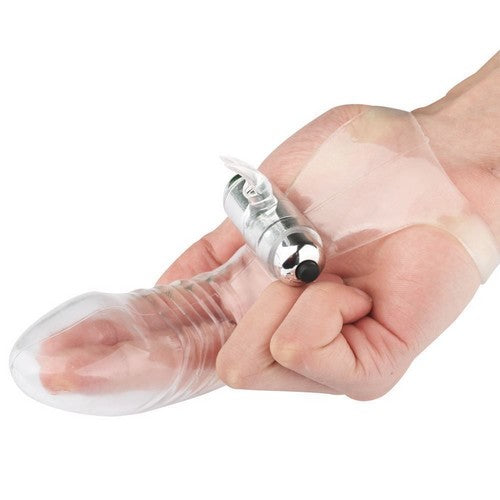 CAPA PARA DOIS DEDOS COM ESTIMULADOR CLITONIANO E CÁPSULA VIBRATÓRIA FHTOYS