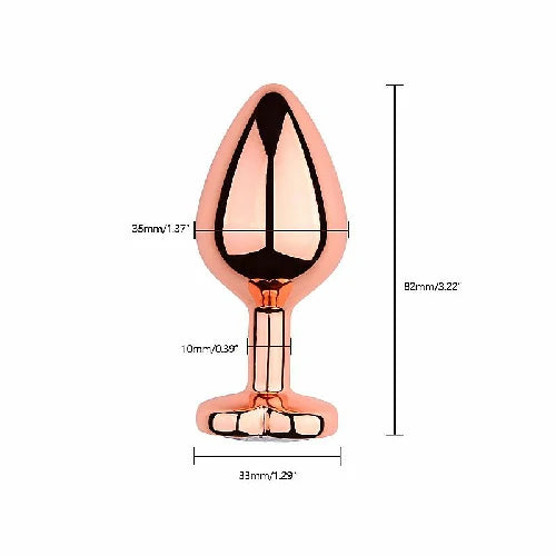 PLUG ANAL EM METAL REDONDO ROSE COM PEDRA VERMELHA TAMANHO M