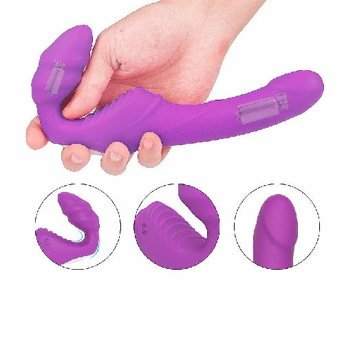 VIBRADOR DE PONTO G DUPLO STRAPLESS RECARREGAVEL NANA ROXO S-HANDE