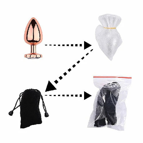 PLUG ANAL EM METAL REDONDO ROSE COM PEDRA VERMELHA TAMANHO G