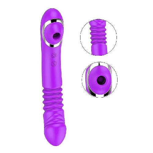 VIBRADOR PONTO G DUPLO PULSAÇÃO E VAI E VEM ROXO