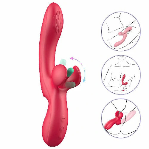 VIBRADOR PONTO G E CLITORIS COM SLAP VERMELHO ANNA