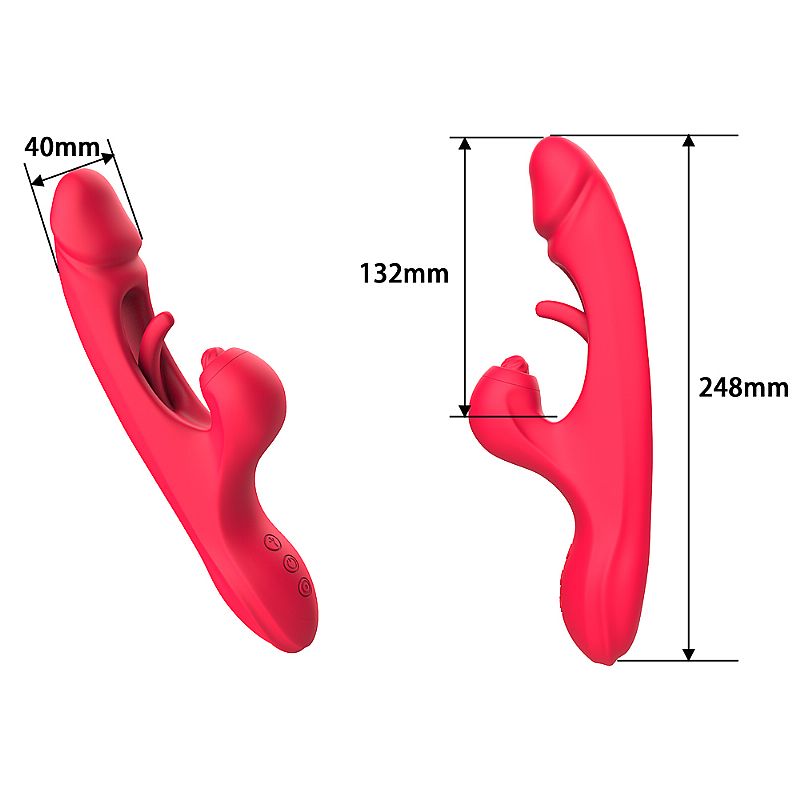 VIBRADOR PONTO G E CLITORIS COM DEDILHAR VERMELHO SLAP