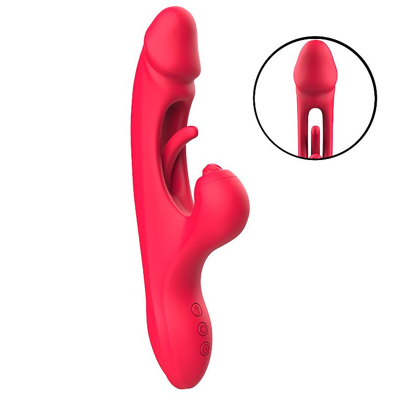 VIBRADOR PONTO G E CLITORIS COM DEDILHAR VERMELHO SLAP