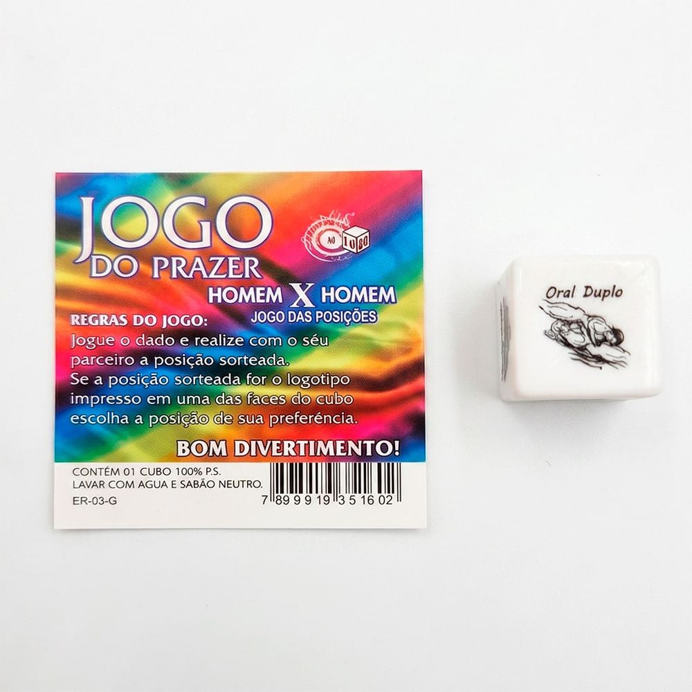 Jogo do Prazer Homem x Homem: dado erótico com posições para casais gays inovarem na intimidade. Encontre na FeelHot com entrega discreta.