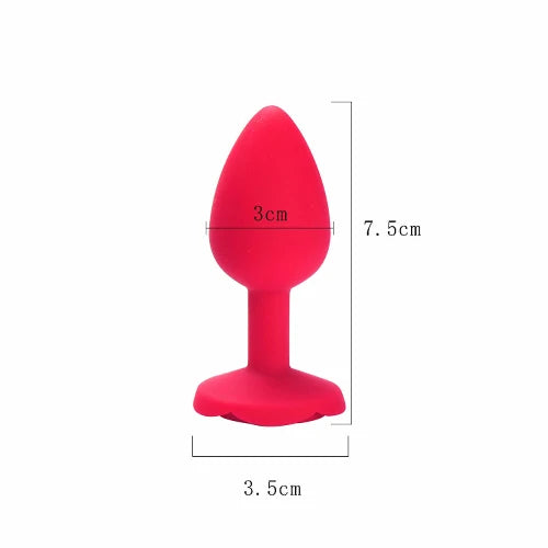 PLUG ANAL EM SILICONE COM BASE EM FLOR VERMELHO TAMANHO P