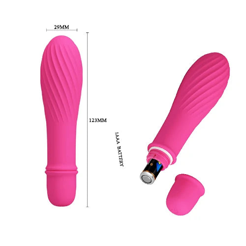 MINI VIBRADOR COM RELEVO EM ESPIRAL 10 VIBRAÇÕES ROSA SALOMON PRETTYLOVE