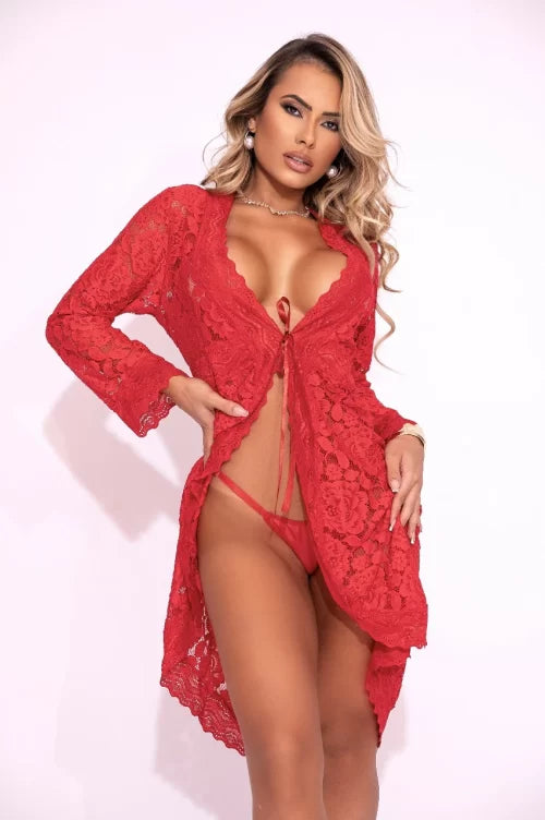 ROBE VERMELHO EM RENDA TAM G