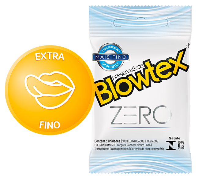 Preservativo Blowtex Zero com 3 unidades, desenvolvido para proporcionar uma experiência mais natural e próxima. Uma opção fina para os momentos íntimos.