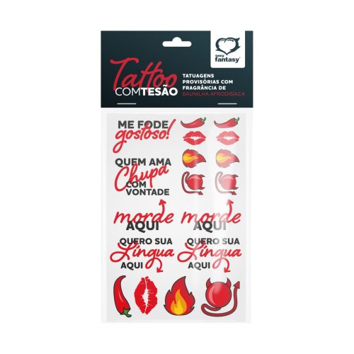 TATTOO COM TESÃO TATUAGEM PROVISÓRIA CARTELA 10 X 15 CM SEXY FANTASY