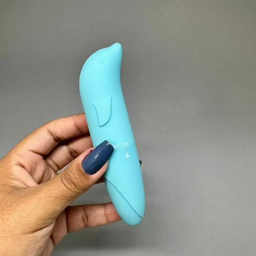 VIBRADOR GOLFINHO TOQUE AVELUDADO AZUL FHTOYS