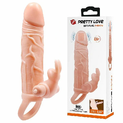 CAPA PENIANA COM VIBRO 17 X 4 CM BRAVE MAN PRETTY LOVE