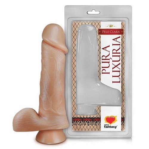 PRÓTESE MACIÇA COM ESCROTO VENTOSA 18 X 4,4CM SEXY FANTASY