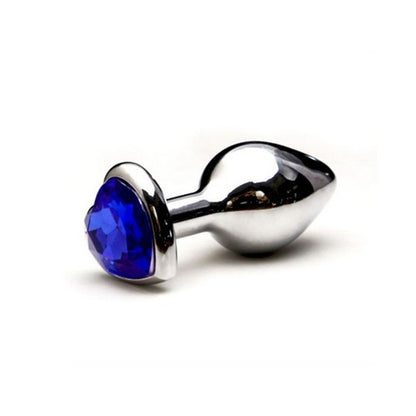 PLUG EM METAL CROMADO CORAÇÃO TAMANHO P AZUL FHTOYS