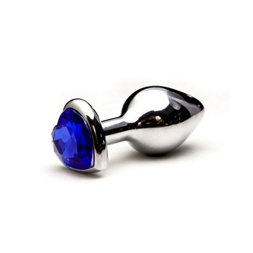 PLUG EM METAL CROMADO CORAÇÃO TAMANHO P AZUL FHTOYS