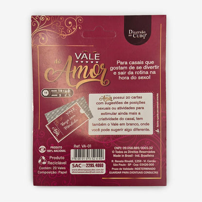 VALE DO AMOR 20 UNIDADES DE VALE ERÓTICOS PARA CASAIS