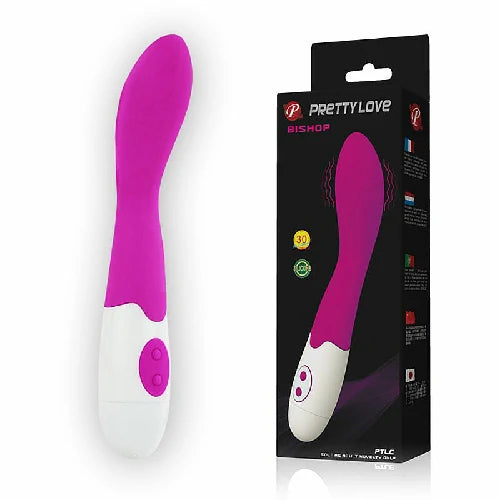 VIBRADOR PONTO G SILICONE 30 VIBRAÇÕES BISHOP ROXO PRETTYLOVE