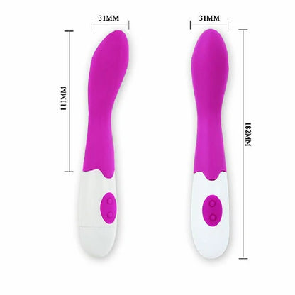 VIBRADOR PONTO G SILICONE 30 VIBRAÇÕES BISHOP ROXO PRETTYLOVE