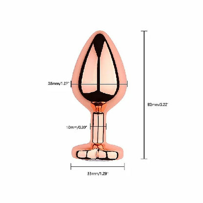 PLUG ANAL EM METAL REDONDO ROSE COM PEDRA VERMELHA TAMANHO M