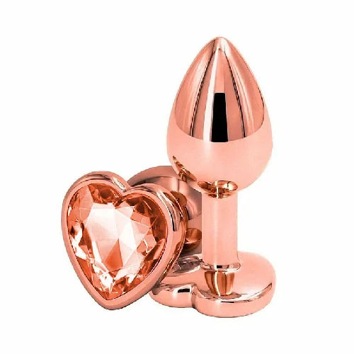 PLUG ANAL EM METAL CORAÇÃO ROSE TAMANHO P