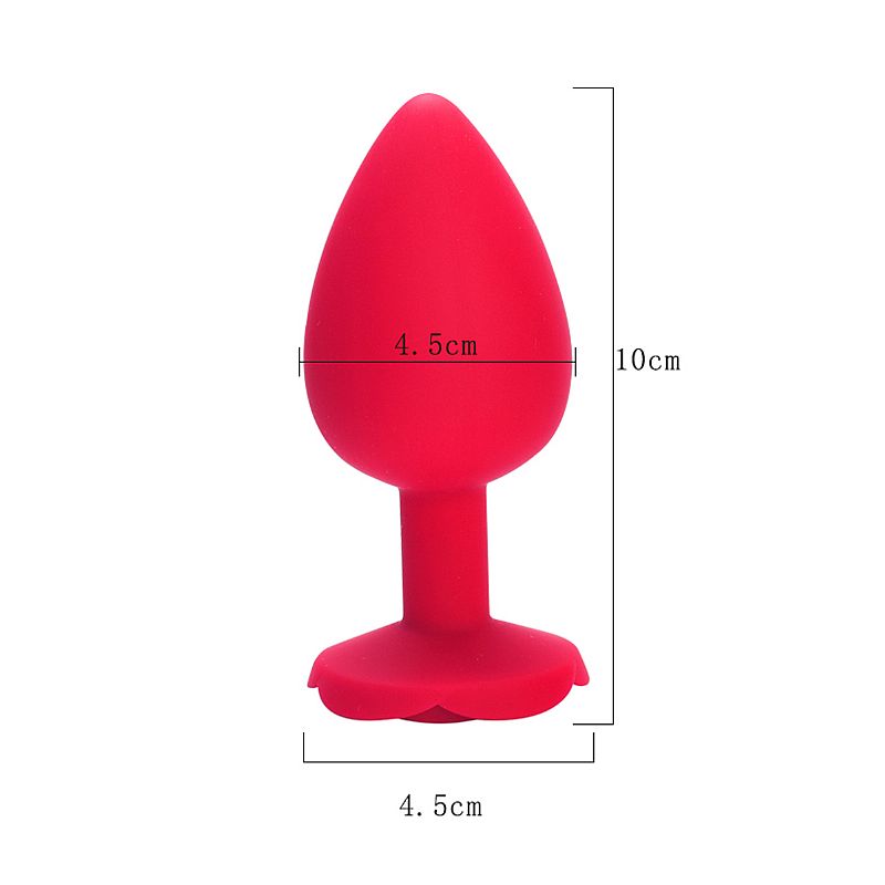 PLUG EM SILICONE FORMATO DE ROSA VEMELHO TAMANHO G
