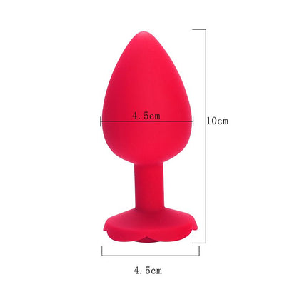 PLUG EM SILICONE FORMATO DE ROSA VEMELHO TAMANHO G