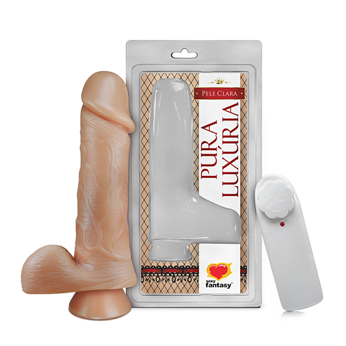 PRÓTESE COM ESCROTO E VIBRADOR CONTROLE EXTERNO 18 X 4,4 CM SEXY FANTASY