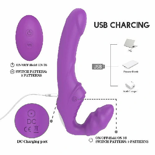 VIBRADOR DE PONTO G DUPLO STRAPLESS RECARREGAVEL NANA ROXO S-HANDE