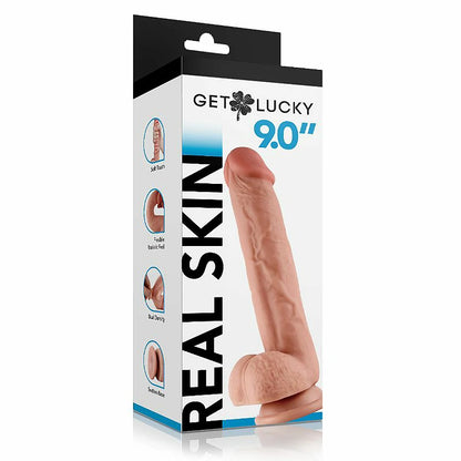 PÊNIS SUPER REALÍSTICO COM DUPLA CAMADA LUCKY 24,0 X 4,3CM