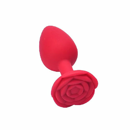 PLUG EM SILICONE FORMATO DE ROSA VEMELHO TAMANHO G