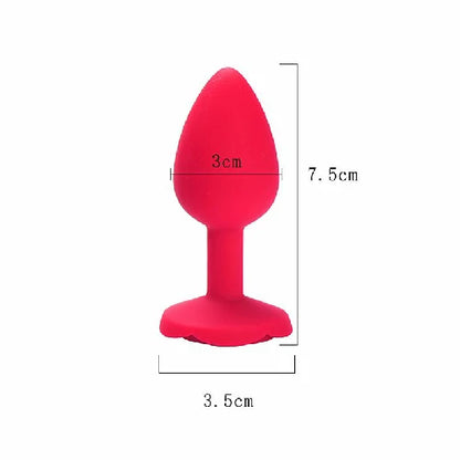PLUG EM SILICONE FORMATO DE ROSA VEMELHO TAMANHO P