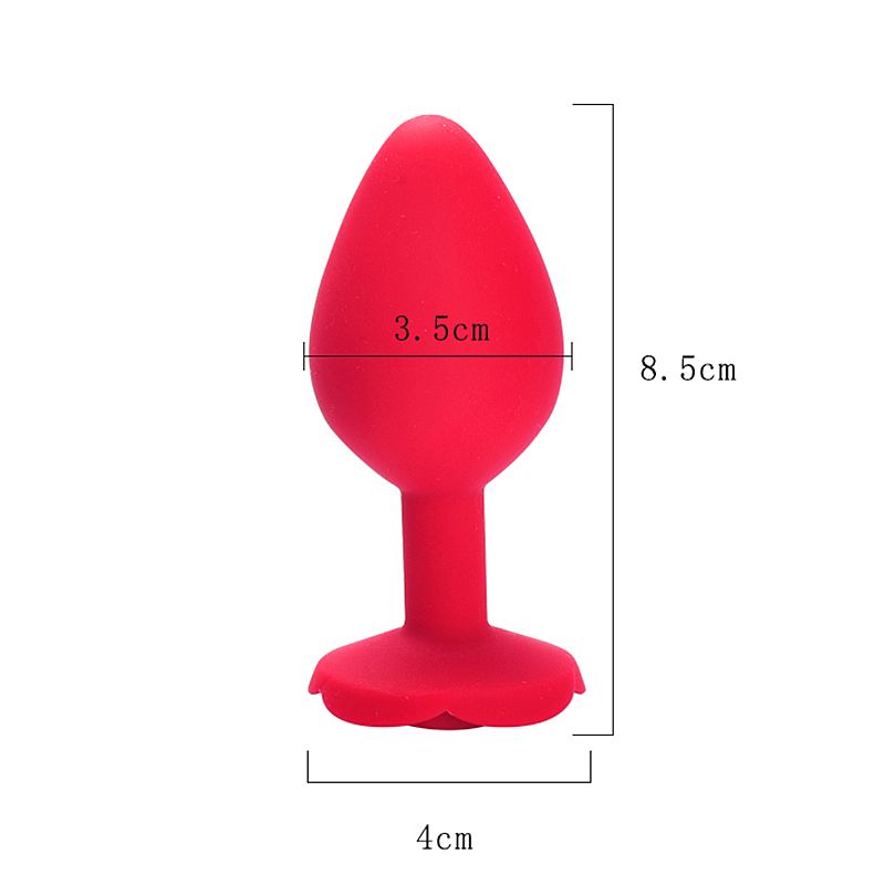PLUG EM SILICONE FORMATO DE ROSA VEMELHO TAMANHO M