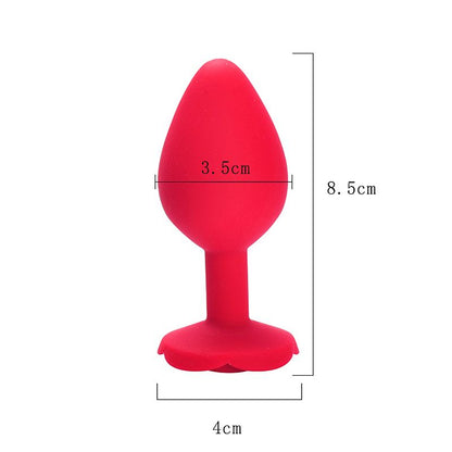 PLUG EM SILICONE FORMATO DE ROSA VEMELHO TAMANHO M