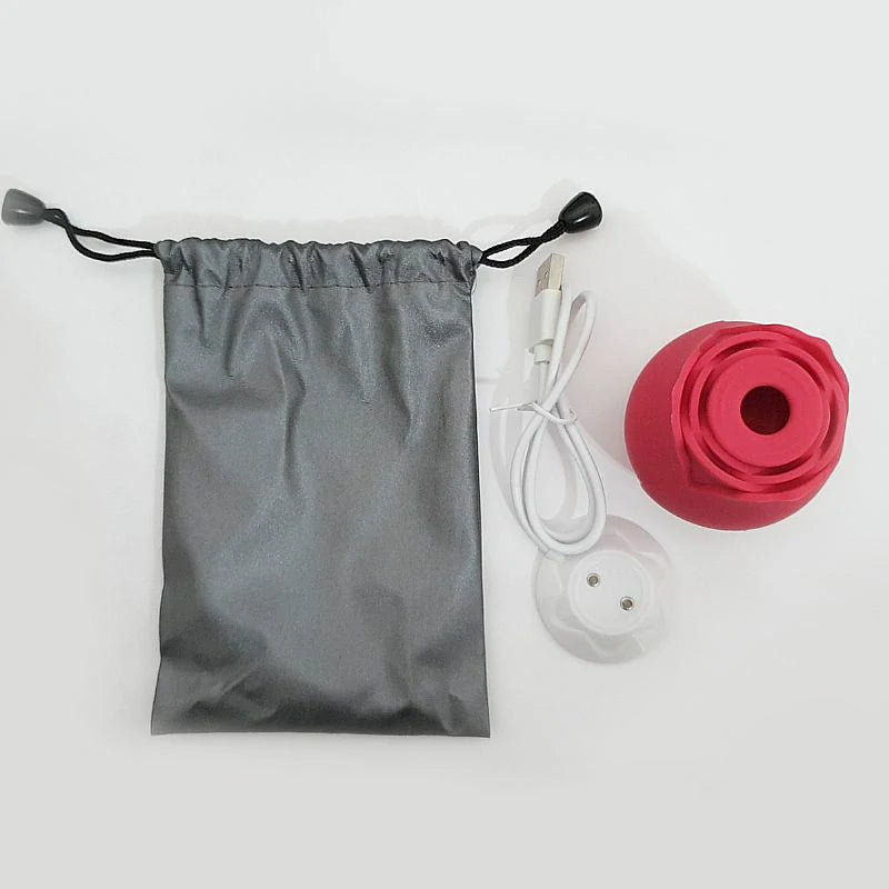 VIBRADOR DE CLITÓRIS EM FORMATO DE ROSA COM 10 MODOS DE PULSAR