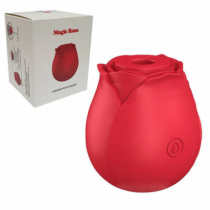 VIBRADOR DE CLITÓRIS EM FORMATO DE ROSA COM 10 MODOS DE PULSAR