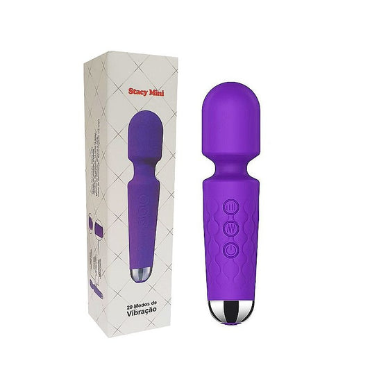 MASSAGEADOR POTENTE VARINHA MÁGICA 15 CM RECARREGÁVEL 20 VIBRAÇÕES STACY MINI ROXO