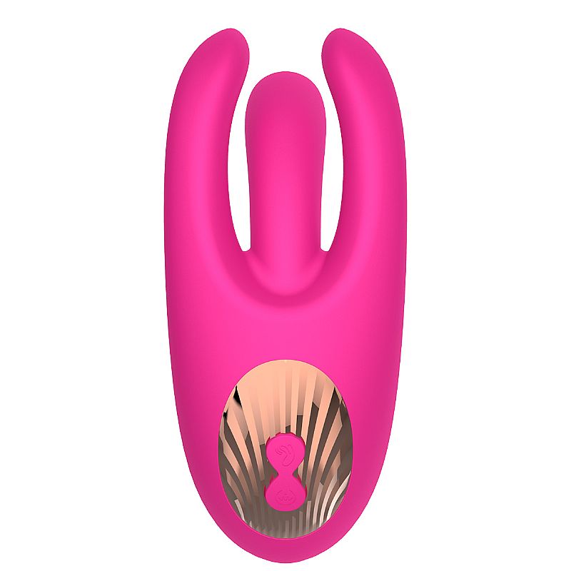 VIBRADOR DE PONTO G COM ESTIMULADOR DE CLITORIS COM DEDILHAR VEM CA PINK
