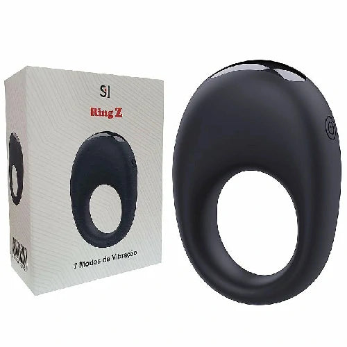 ANEL PENIANO EM SILICONE COM VIBRO PRETO RECARREGÁVEL RING Z
