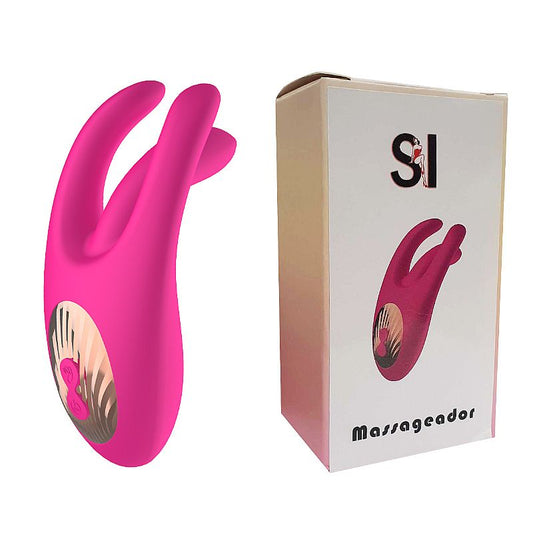 VIBRADOR DE PONTO G COM ESTIMULADOR DE CLITORIS COM DEDILHAR VEM CA PINK