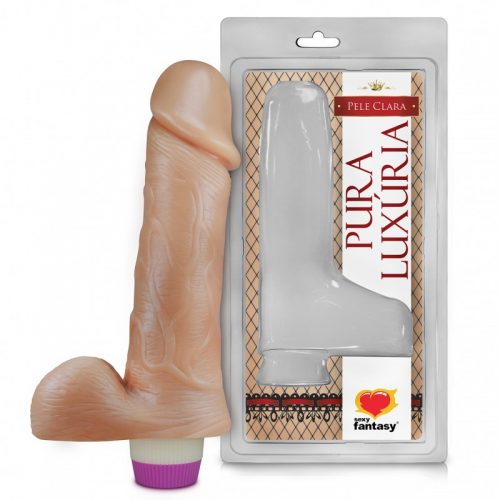PRÓTESE COM ESCROTO E VIBRADOR INTERNO 18 X 4,4 CM SEXY FANTASY