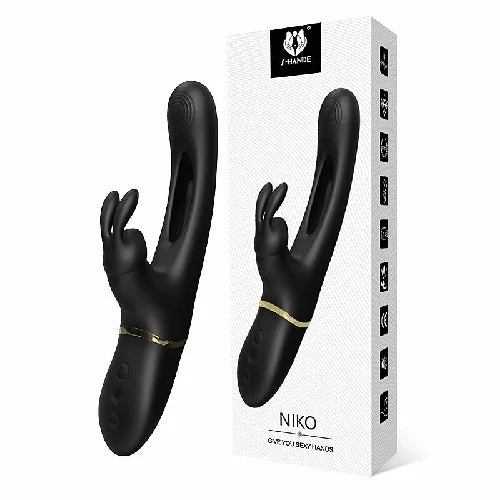 VIBRADOR PONTO G E CLITORIS COM DEDILHAR SLAP PRETO NIKO S-HANDE