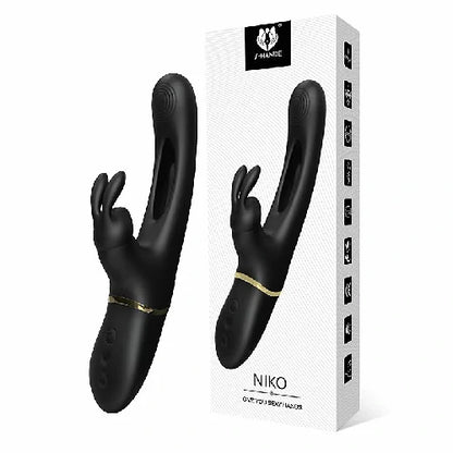 VIBRADOR PONTO G E CLITORIS COM DEDILHAR SLAP PRETO NIKO S-HANDE