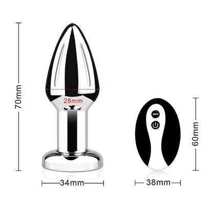 PLUG EM ABS CROMADO COM VIBRO E CONTROLE COM LED TAMANHO P