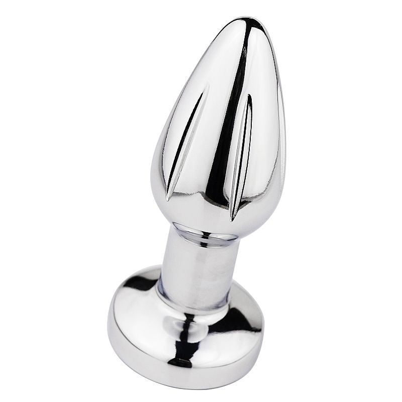 PLUG EM ABS CROMADO COM VIBRO E CONTROLE COM LED TAMANHO P