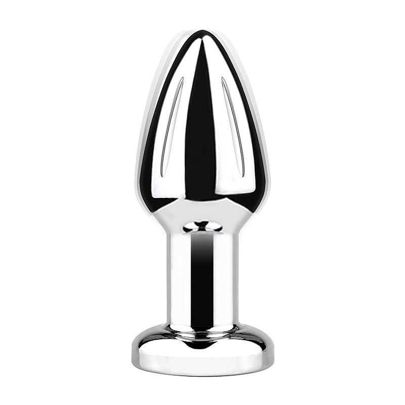 PLUG EM ABS CROMADO COM VIBRO E CONTROLE COM LED TAMANHO P