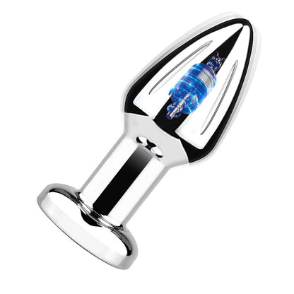PLUG EM ABS CROMADO COM VIBRO E CONTROLE COM LED TAMANHO P
