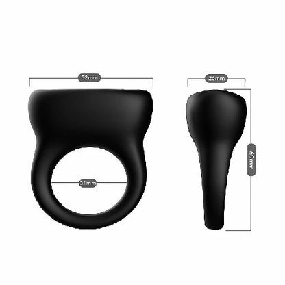 ANEL PENIANO EM SILICONE COM VIBRO PRETO RECARREGÁVEL CLASSY