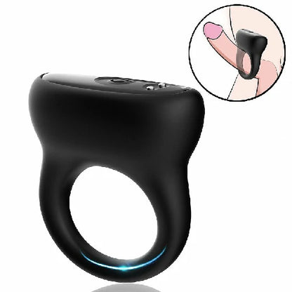 ANEL PENIANO EM SILICONE COM VIBRO PRETO RECARREGÁVEL CLASSY