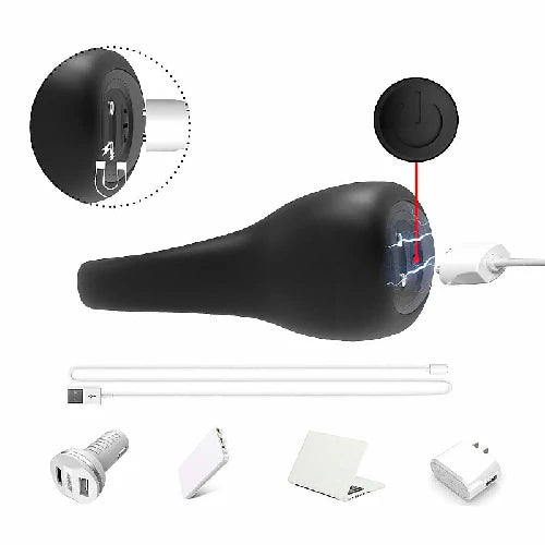 ANEL PENIANO EM SILICONE COM VIBRO PRETO RECARREGÁVEL CLASSY