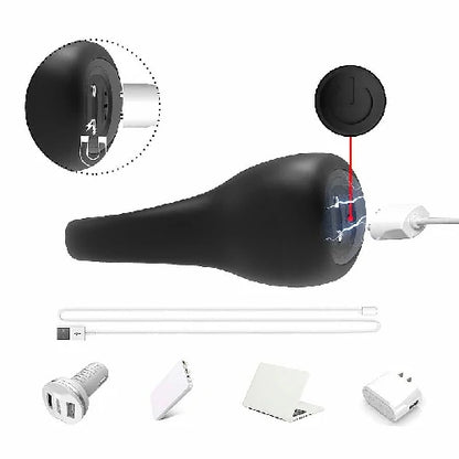 ANEL PENIANO EM SILICONE COM VIBRO PRETO RECARREGÁVEL CLASSY